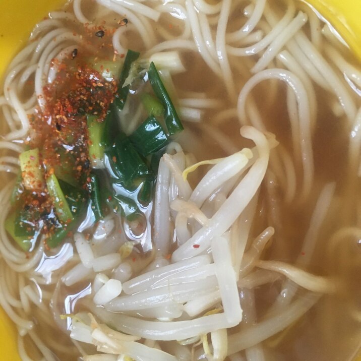 もやし、山椒味噌のにゅうめん